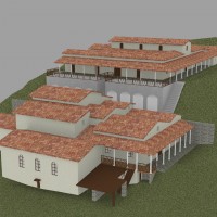 Rendering della terza fase costruttiva (inizi del II secolo d.C.). Villa con complesso termale sottostante.